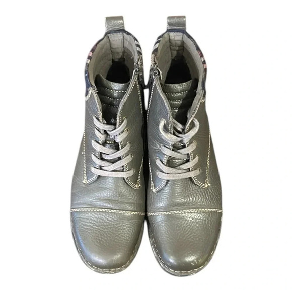 Clarks Whistle Bea Ankle Boot Women’s 7.5 Gray Leather Side Zip Lace Up Bootie - Picture 11 of 15